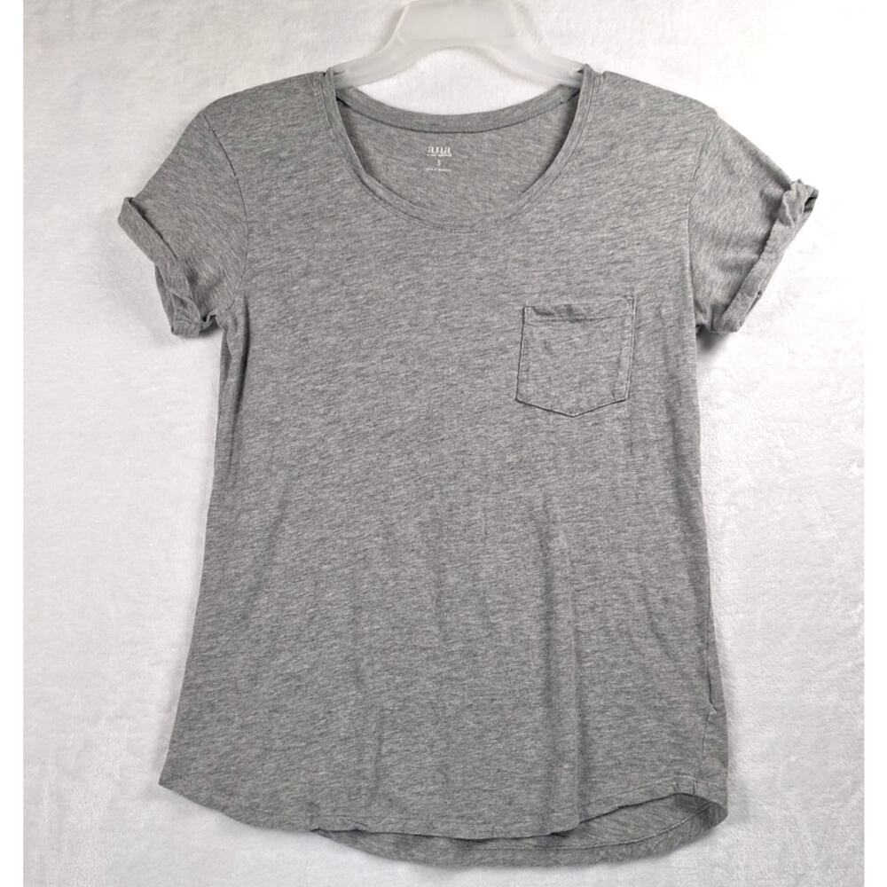 Ana A New Approach Women's Grey Solid Pocket T-Shirt Size Small